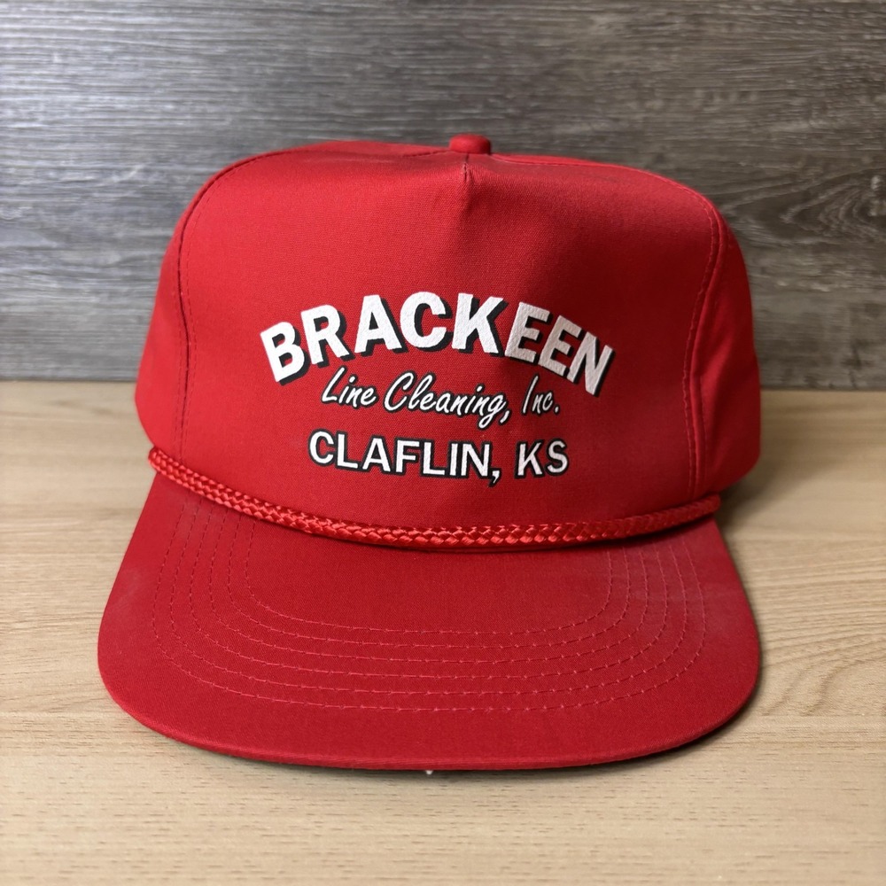 Vintage Brackeen Line Cleaning Hat Cap Snap Back Mens One Size Advertising